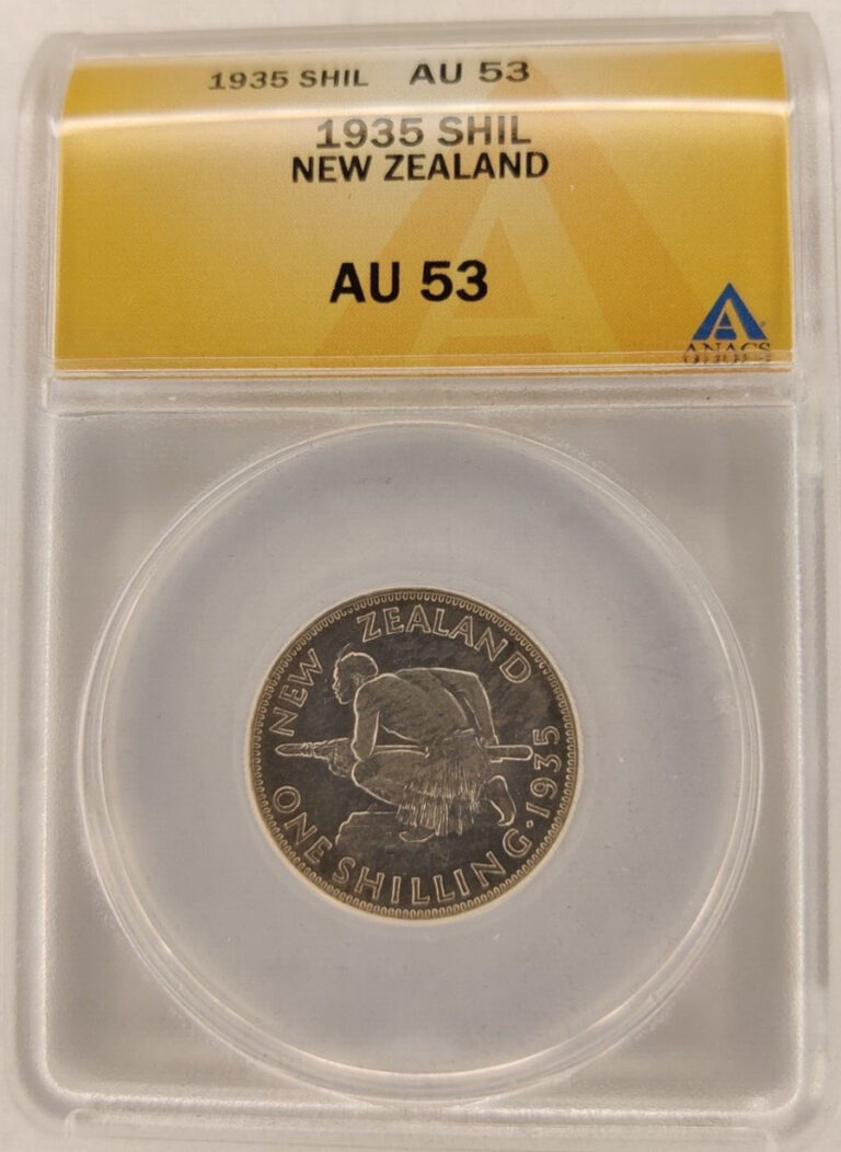 Read more about the article 1935 New Zealand 1 Shilling Graded AU53 ANACS Rare High Grade Key Date Coin 2B