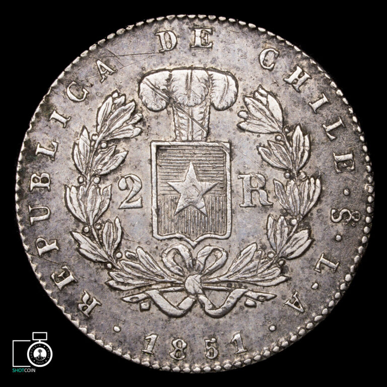 Read more about the article Chile 2 Reales 1851 LA. Nice grade. Silver coin