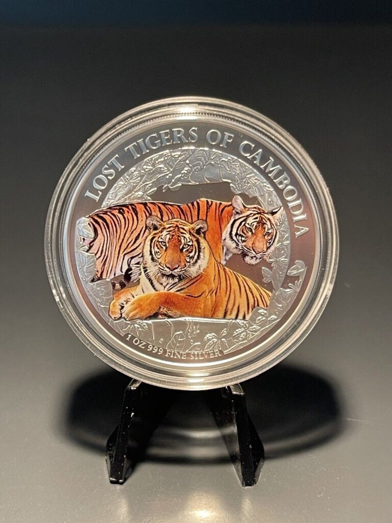 Read more about the article 2024 Cambodia Lost Tigers Colorized 1 oz Silver Coin in Capsule w/ Velvet Bag