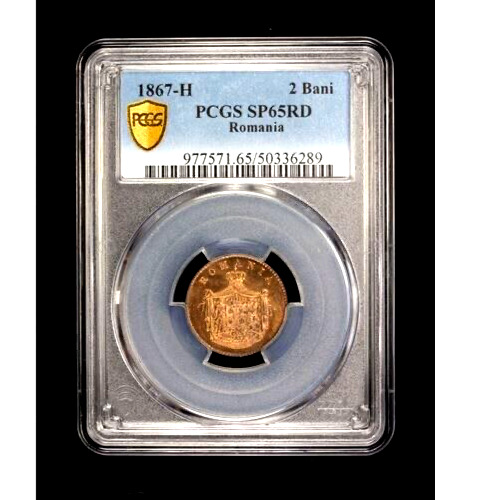 Read more about the article 1867 H Romania 2 Bani  PCGS SP 65 Red  Specimen Proof  KM – 2.1