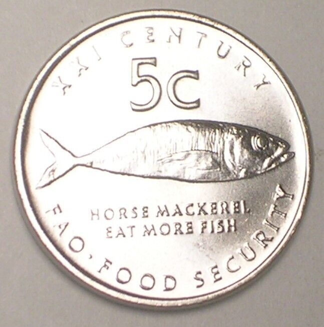 Read more about the article 2000 Namibia Namibian 5 Cents Arms Mackerel Fish FAO Coin XF+