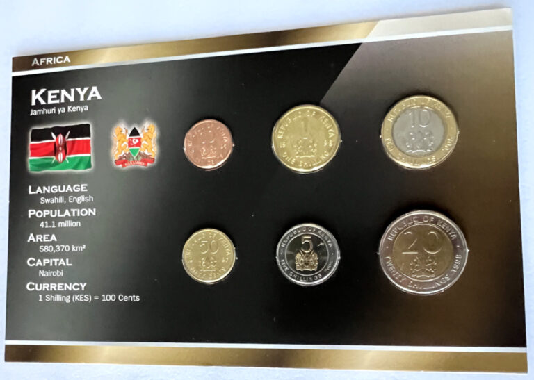 Read more about the article COINS FROM AROUND THE WORLD KENYA 1995-2005  BU UNC 20 shillings 1998 5 10S 2005