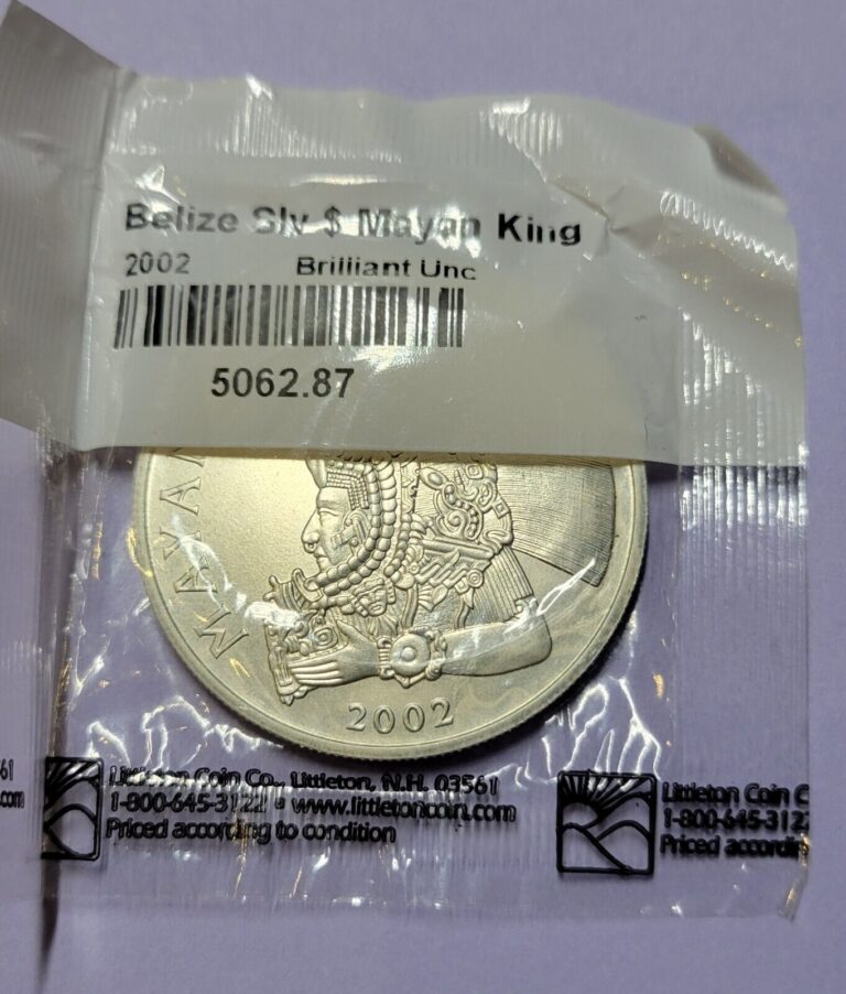 Read more about the article 2002 BELIZE .999 SILVER GEM: $1 MAYAN KING ONZA  1 Oz. .999 SILVER FAST SHIPPING