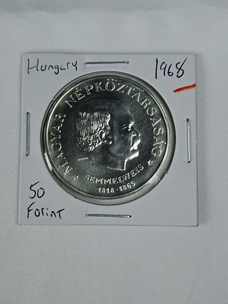 Read more about the article 1968-BP Hungary 50 Forint Ignac Semmelweis 64% Silver 36.2mm Coin  KM# 582