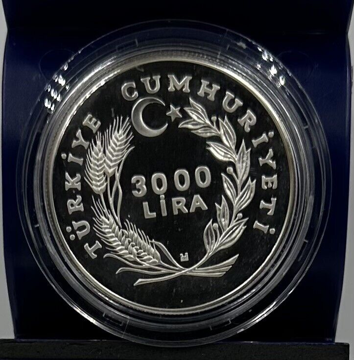 Read more about the article 1982 H TURKEY SILVER 3000 LIRA SILVER PROOF IN ORIGINAL BOX AND COA