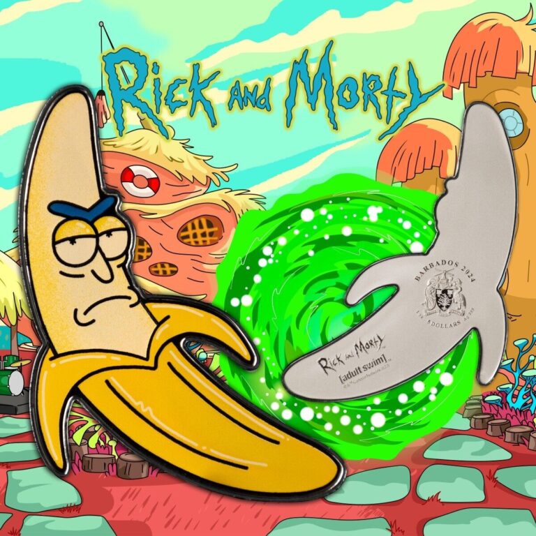 Read more about the article 2024 Barbados Rick and Morty Banana Rick Adult Swim 1 oz silver coin