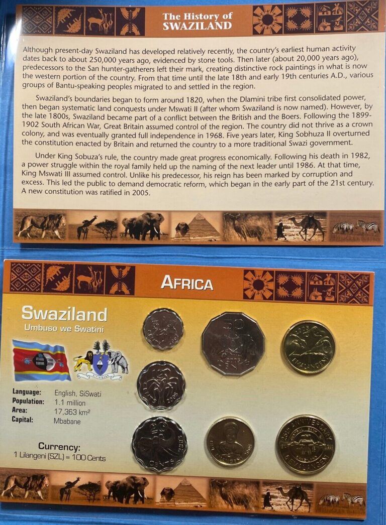 Read more about the article Littleton World Coin Set -SWAZILAND-  7 Coin Set ~ BU ~ w/Sleeve