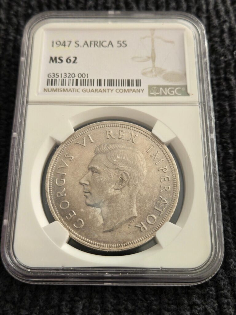 Read more about the article 1947  South  africa 5 Shillings Silver Crown  “MS 62 “