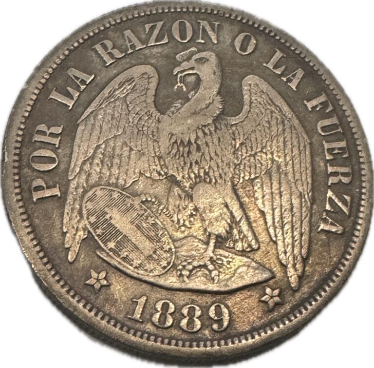 Read more about the article Chile 1889 Un Peso Silver – Good Condition – Approx Grade VF-AU!