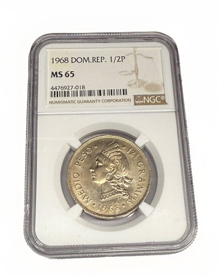 Read more about the article 1968 DOMINICAN REPUBLIC 50 CENTS (1/2 PESO). NGC MS 65.