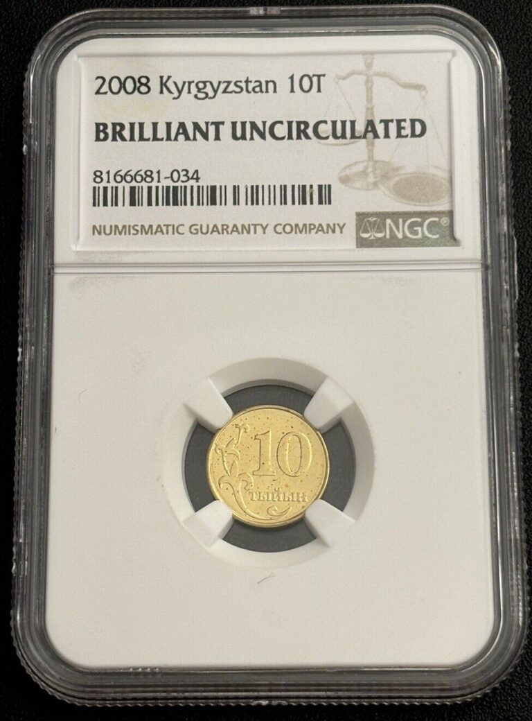 Read more about the article 2008 Kyrgyzstan 10T Coin – NGC Graded Brilliant Uncirculated- World Foreign Coin