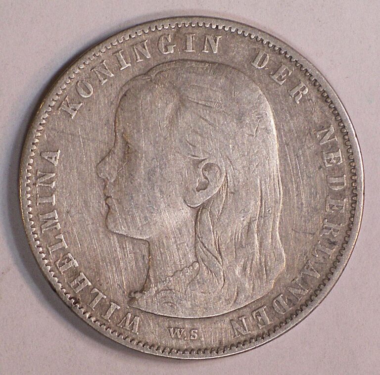 Read more about the article 1892 Netherlands SILVER 1 Gulden coin CIRCULATED #14368