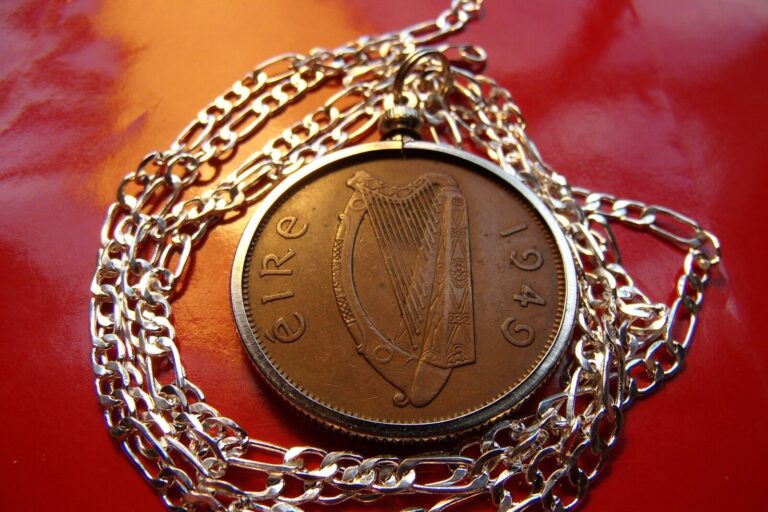 Read more about the article 1949 Irish Rare Penny Pingin Coin Pendant on a 24″ 925 Sterling Silver Chain