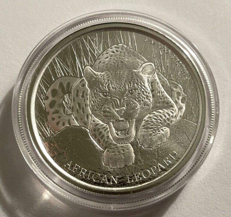 Read more about the article 2017 Ghana Silver Leopard 5 Cedis Coin Scottsdale Mint .999 1 oz Fine Silver