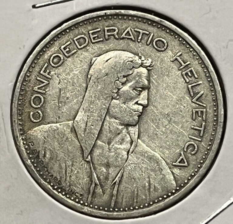 Read more about the article 1933 Switzerland 5 Francs SILVER Coin  Confoederatio Helvetica  World Coin