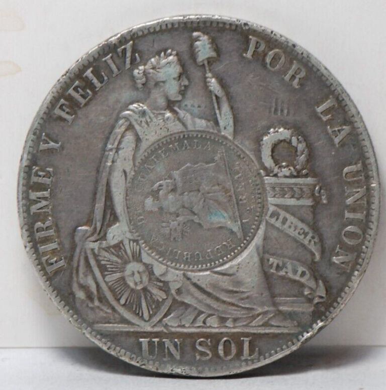 Read more about the article Guatemala  1899 Peso  Counterstruck on Peru Sol  KM224  host KM196 RAR  rim 9-30