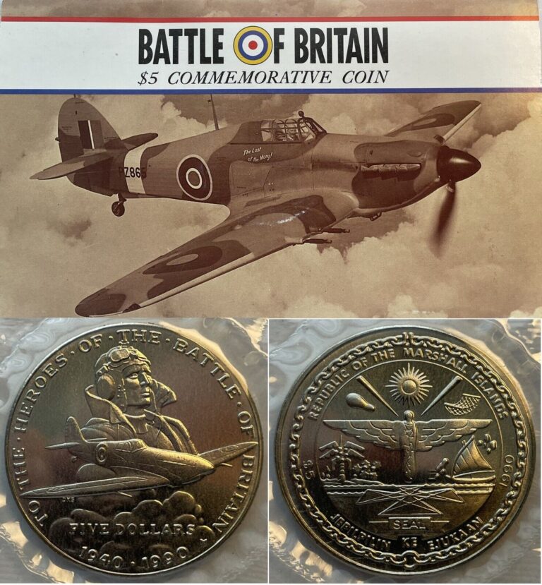 Read more about the article 1990 Marshall Islands Battle of Britain Commemorative $5 Coin Sealed in Folder