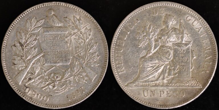 Read more about the article 1897 Guatemala Peso KM# 210 – Fantastic Details!!