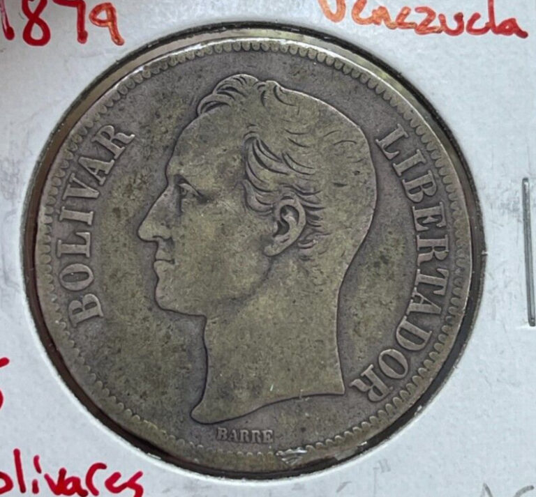 Read more about the article 1879 Venezuela 5 Bolivares – Silver