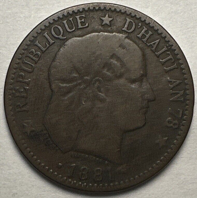 Read more about the article Republic Of HAITI 2 centimes 1881 Large Copper Coin