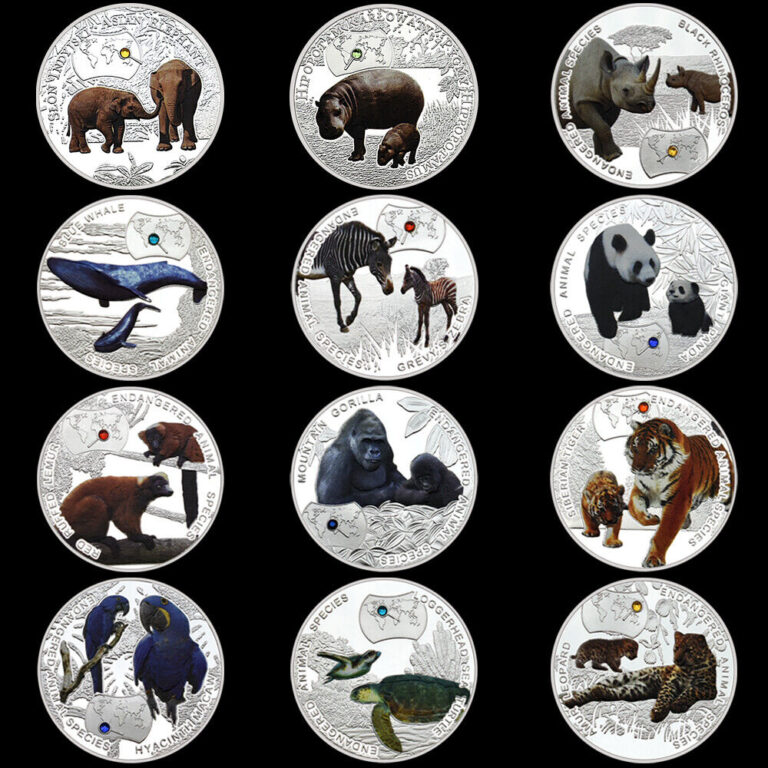 Read more about the article Africa Zambia 2014 12 Styles Endangered Animal Species 1000 KWACHA Silver Coin