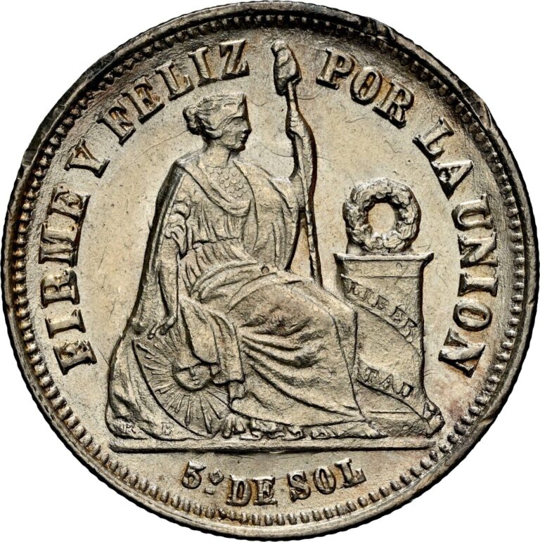 Read more about the article 1875 Peru 1/5 Sol NGC UNC Silver Coin (Rim Damage)