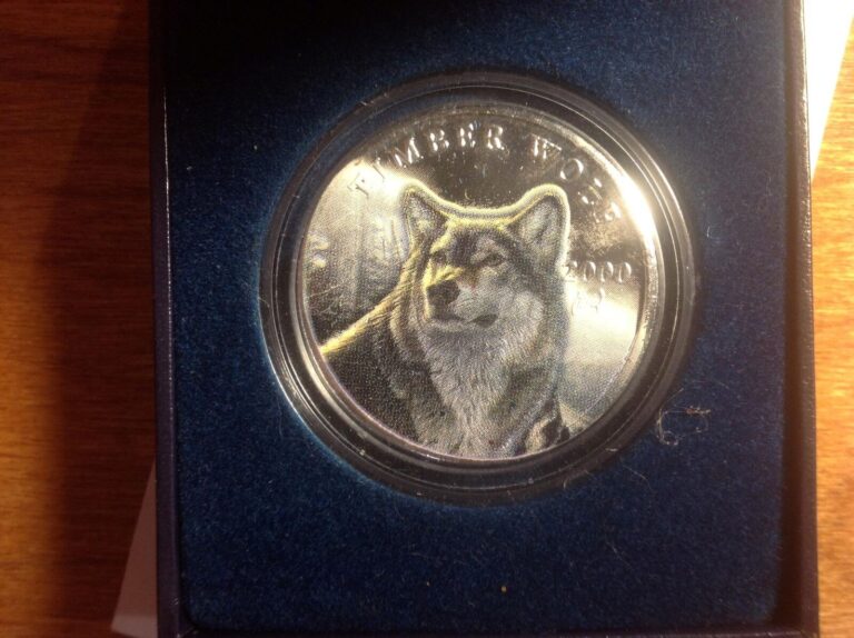 Read more about the article 2000 Proof Liberia $10 .999 Silver Colorized Timber Wolf Winter KM# 699 .6847ASW