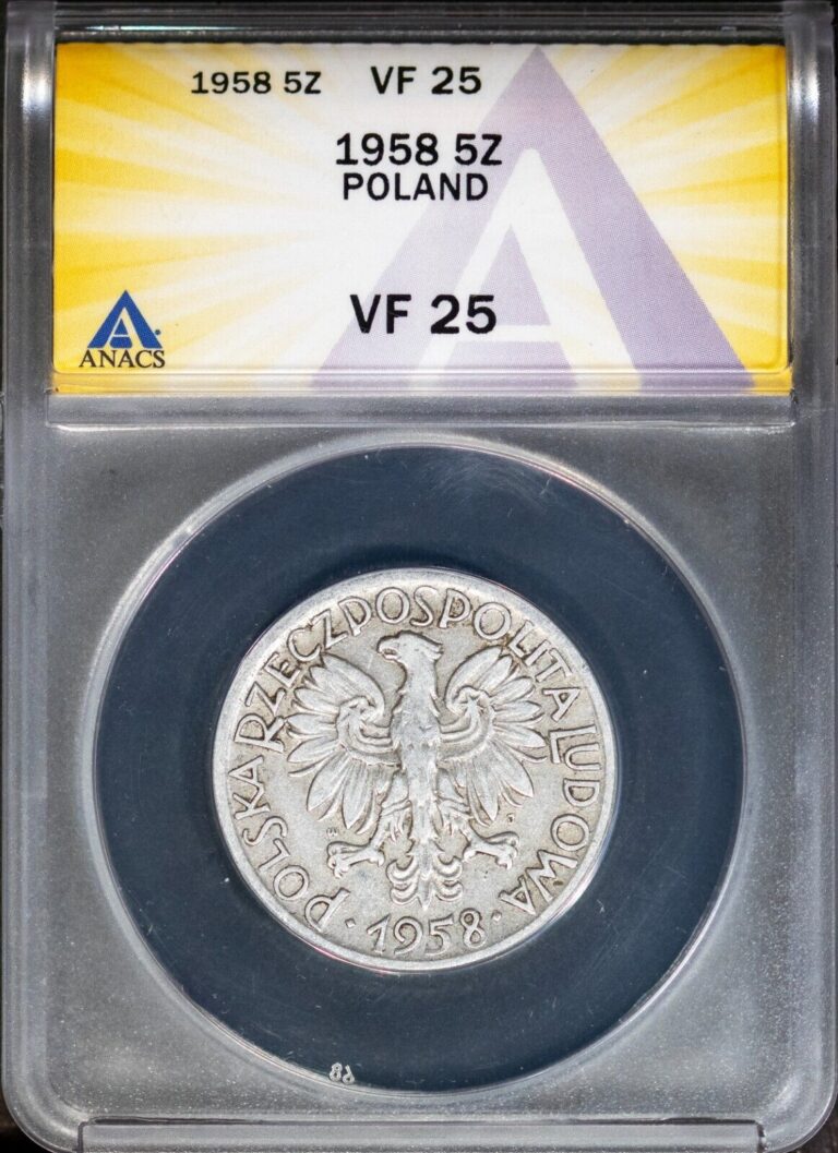 Read more about the article 1958 5 Złotych Zloty Poland VF 25 ANACS # 7670532 + Bonus