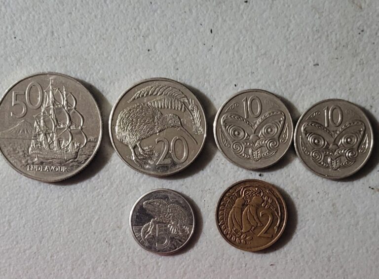 Read more about the article Set of New Zealand Coins- 50  20  10  10  5  2 Cent Coins