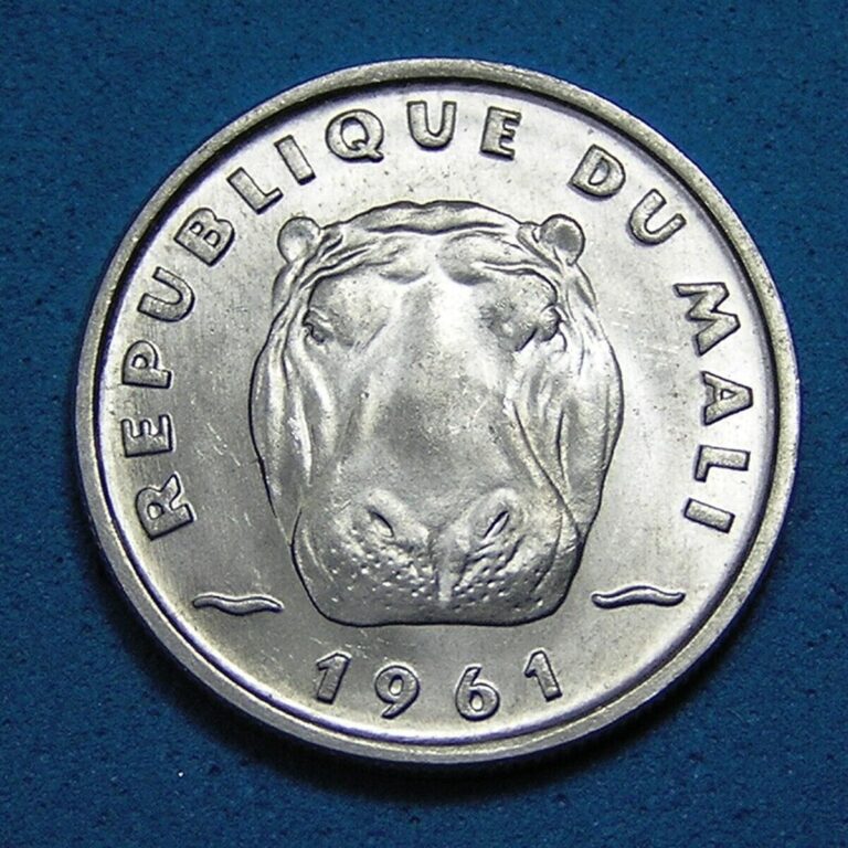 Read more about the article Mali 5 Francs Coin 1961 High Grade Lustrous  Hippo  Free S/H after 1st Item