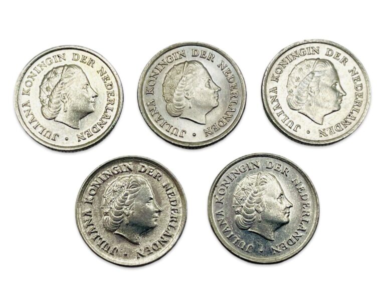 Read more about the article Lot of 5 Netherlands 10 Cents Coins – 1960s – Combined Ship