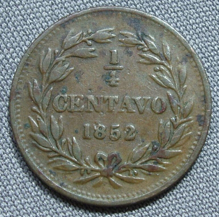 Read more about the article 1852 Venezuela 1/4 Centavo.  Nice Details