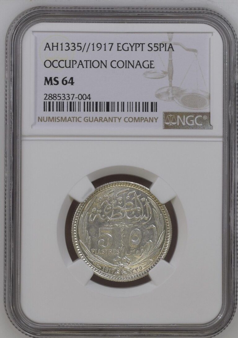 Read more about the article EGYPT  5 PIA 1917 UNC MS 64 SULTAN HUSSEIN KAMIL Graded by NGC SILVER