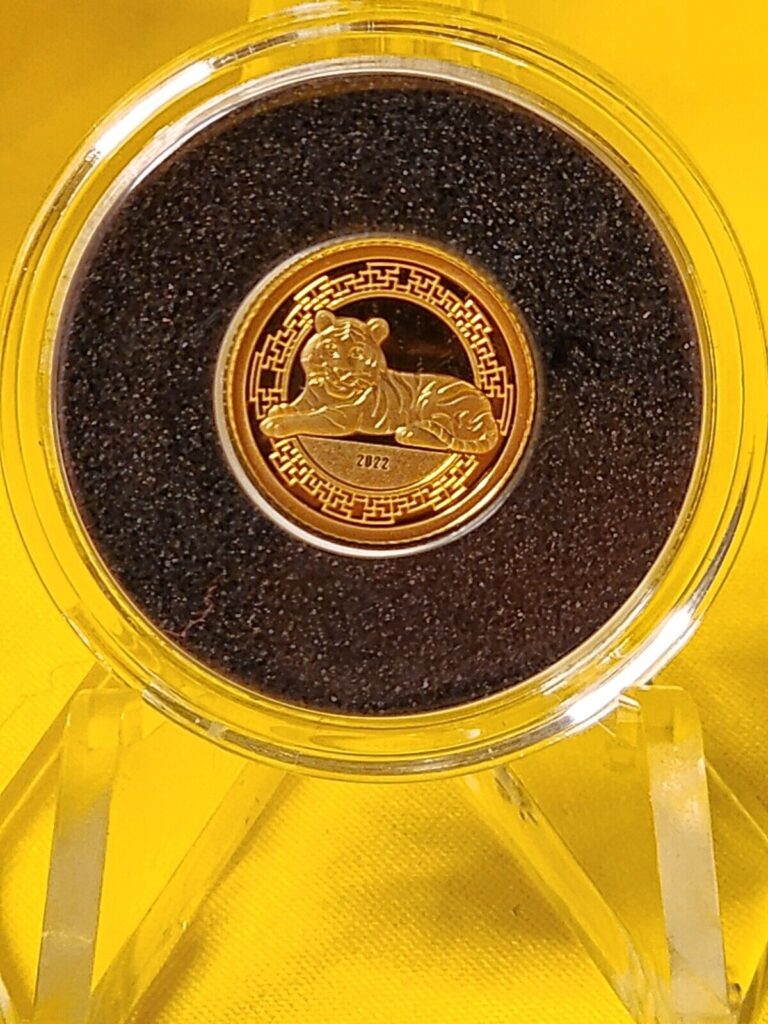 Read more about the article 2022 Mongolia – YEAR OF THE TIGER – 1000 Togrog 1/2 gram GOLD PROOF COIN .9999