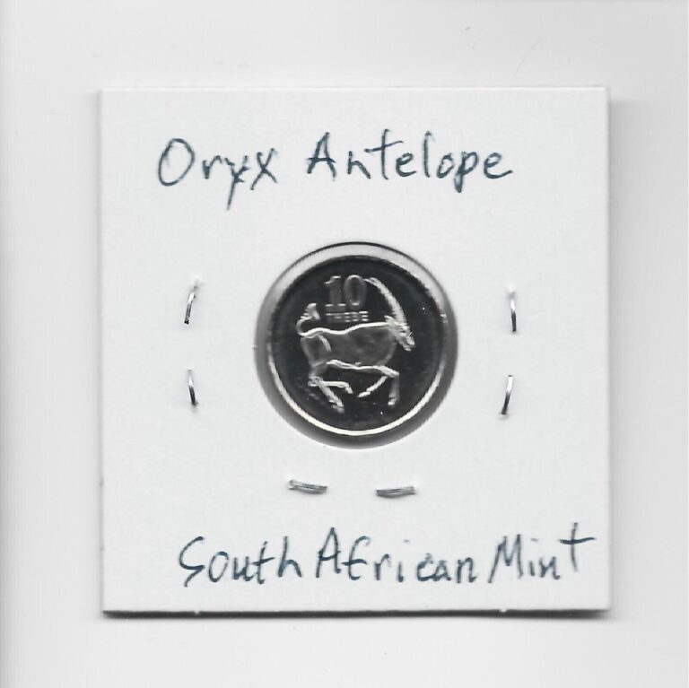 Read more about the article Botswana 10 Thebe 2002 K27 Plains Zebras and Oryx Antelope. South African Mint.