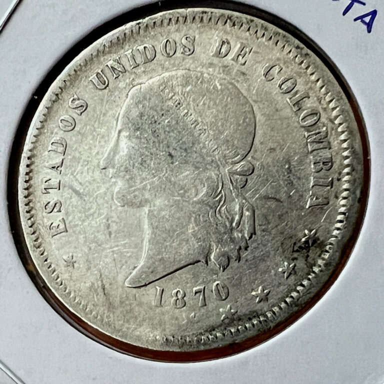 Read more about the article 1870 COLOMBIA SILVER 5 DECIMOS SCARCE COIN