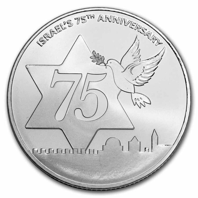 Read more about the article Israel 75th Anniversary 2023 1 oz .999 Silver Coin Dove of Peace Holy Land