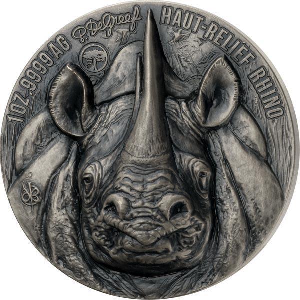 Read more about the article Ivory Coast 2024 Mauquoy Skin Relief – Big Five – Rhino 1 oz Silver Coin