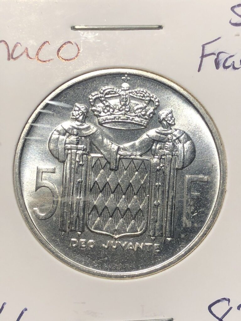 Read more about the article 1966 Monaco 5 Francs Silver Coin “BU” – See Description