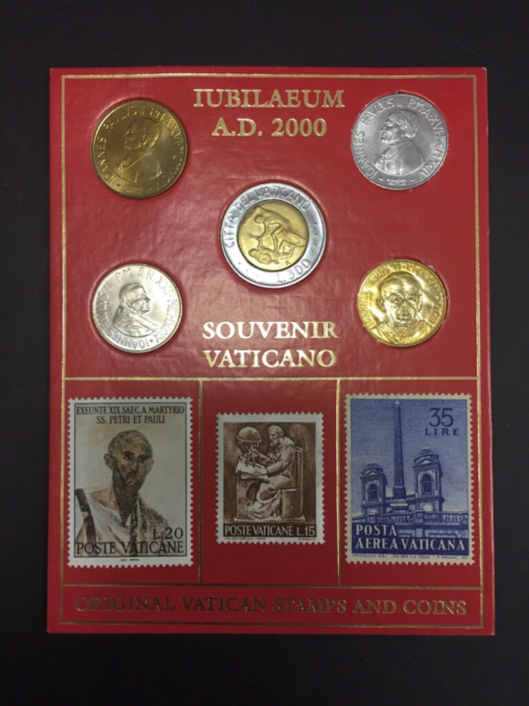 Read more about the article VATICAN CITY Set of Five (5) Coins Honoring the 2000 Jubilee Year  Plus Stamps!!