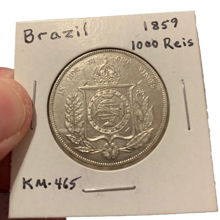 Read more about the article 1859 Brazil 1000 Reis – Silver – Beautiful