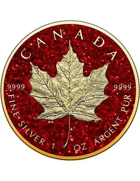 Read more about the article 2024 Canada Maple Leaf Precious Gems Ruby Edition 1 oz Silver Coin Gold Gilded