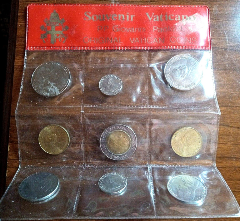 Read more about the article VATICAN CITY Set of Nine (9) Uncirculated Coins from Various Years; A Great Find