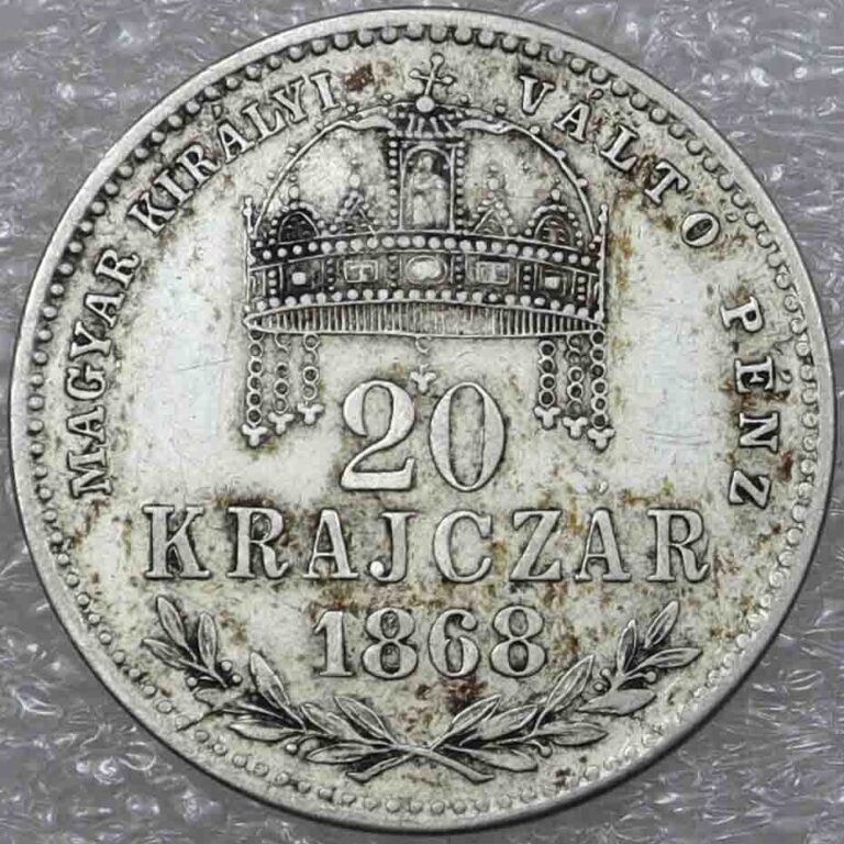 Read more about the article HUNGARY Austria 20 Krajczar 1868 K.B. FERENCZ JOZSEF I Silver Coin  [1217