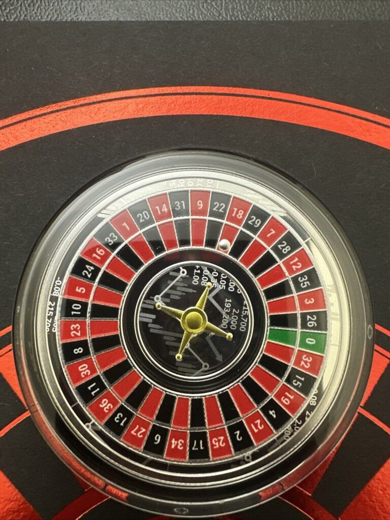 Read more about the article 2022 Cameroon Roulette Wheel 1oz Silver Colorized Proof Coin 799 Limited .999