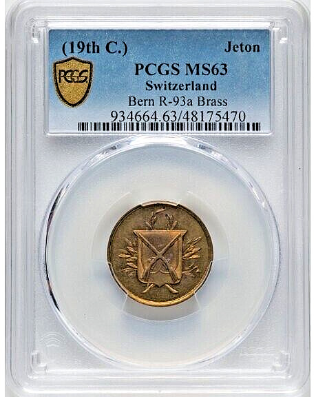 Read more about the article 19th Century Switzerland Bern Jeton PCGS MS63 Brass R-93a Schützen-Gesellschaft