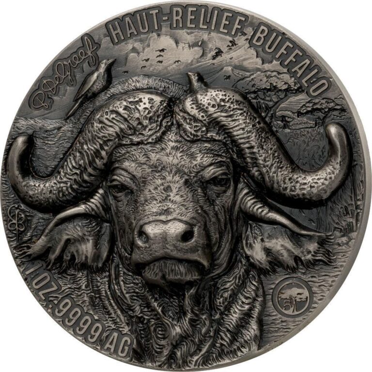 Read more about the article Ivory Coast 2025 Mauquoy Skin Relief – Big Five – Buffalo 1 oz Silver Coin