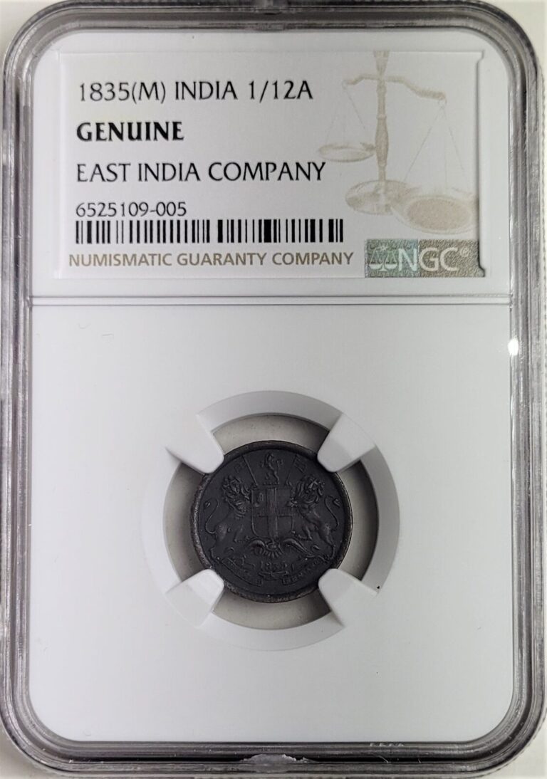 Read more about the article 1835 East India Company 1/12 Anna Coin – NGC Graded (HG) Free Shipping!!!