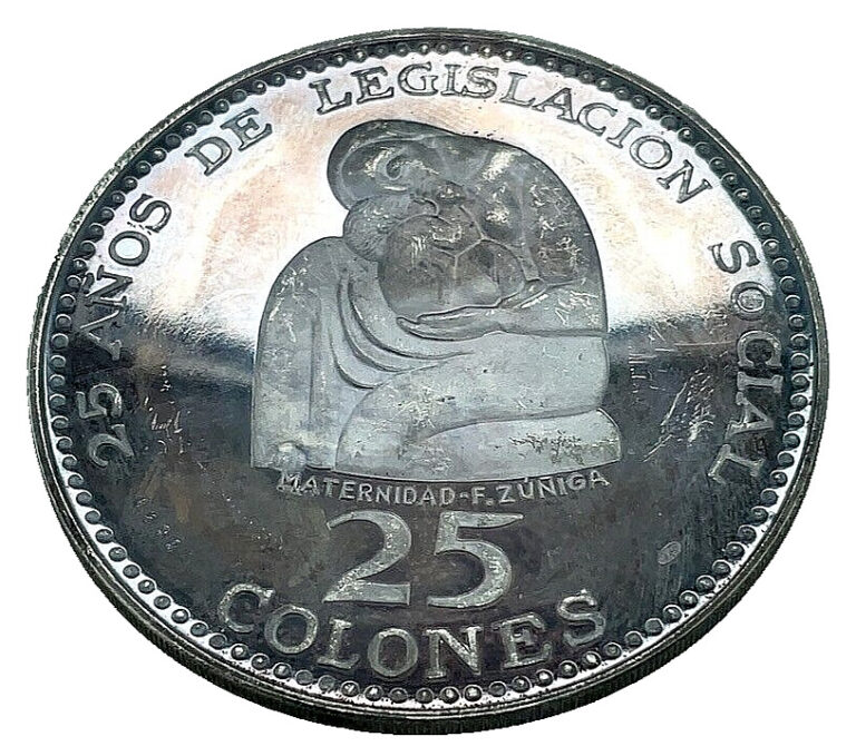 Read more about the article COSTA RICA  1970 25 Colones “25th Anniversary Social Legislation” SILVER PROOF