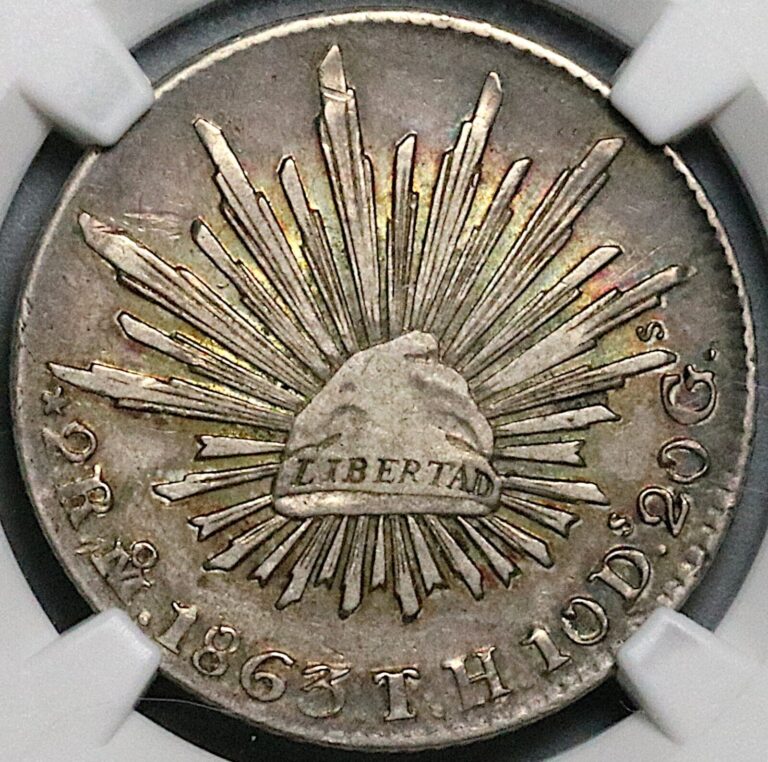 Read more about the article 1863-Mo TH NGC XF 45 Mexico 2 Reales City Mint Silver Coin (24072803C)